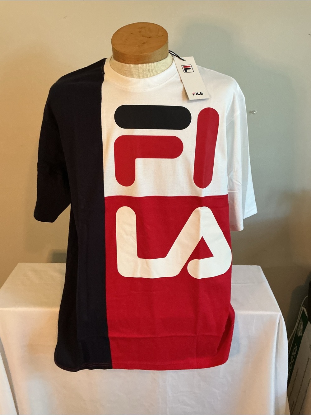 Fila Men’s Colorblock Logo Tee — White Red Black